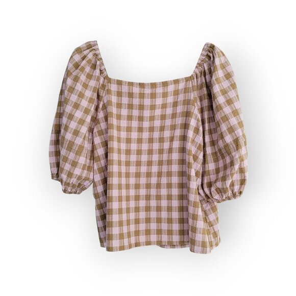 Universal Thread Gingham Puff Sleeve Top Size L - Picture 3 of 8